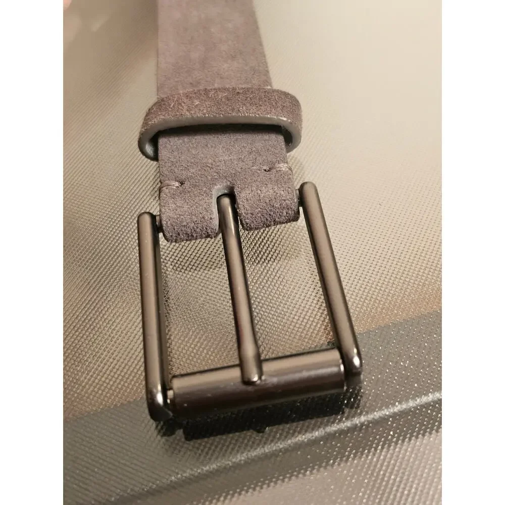 Express 34/36 Genuine Leather Belt Silver Tone Brushed Buckle